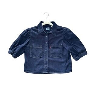 Levi's Alice Short-Sleeve Denim Blouse, Womens Puff Sleeve Cropped Button Up XD